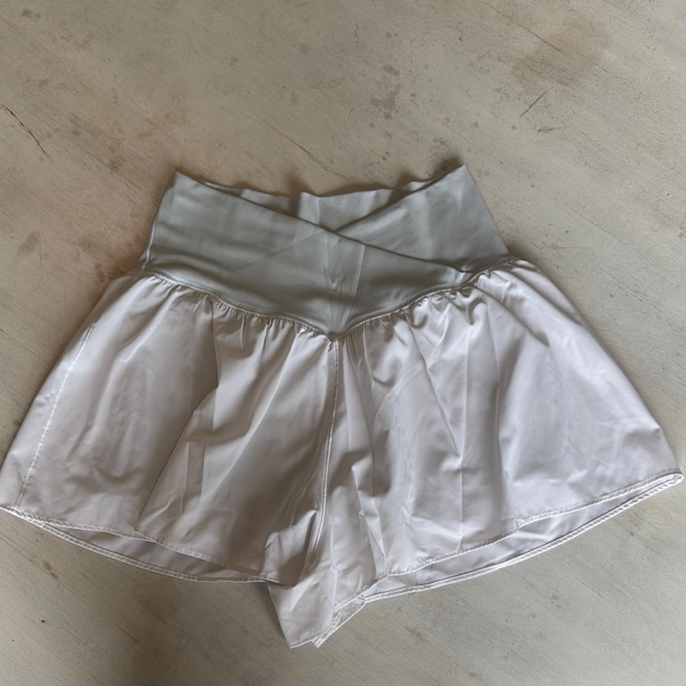 Off White High Waist Layered Shorts